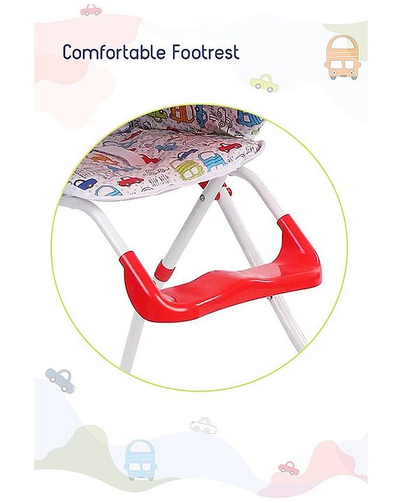 Babyhug Fun Feast Highchair With Adjustable Food Tray & 5 Point Safety Harness - Red - 80 x 63 x 96 cm Red