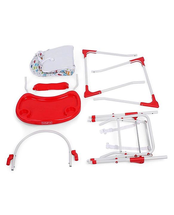 Babyhug Fun Feast Highchair With Adjustable Food Tray & 5 Point Safety Harness - Red - 80 x 63 x 96 cm Red
