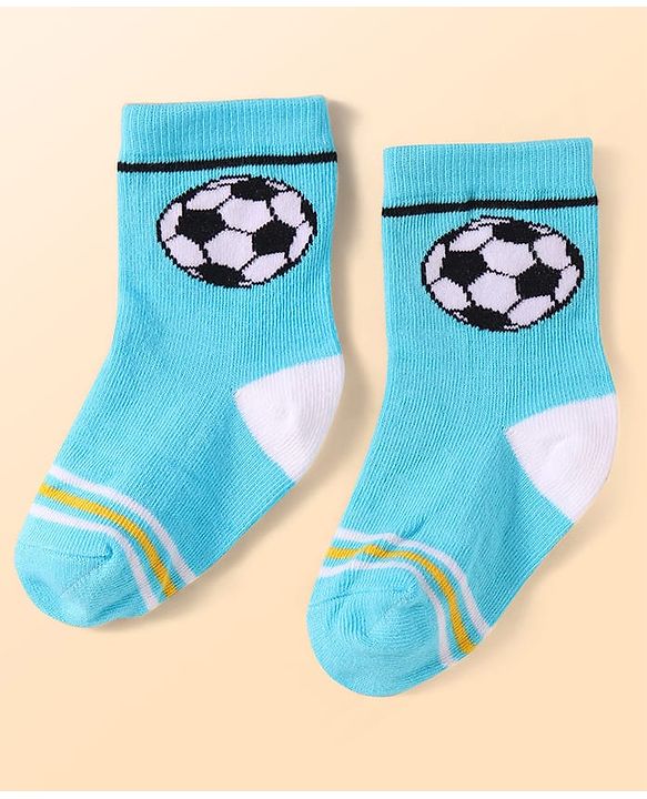 Cute Walk By Babyhug Anti-Bacterial Ankle Length Socks With Stripe & Star Design Pack Of 3 - Yellow & Light Blue
