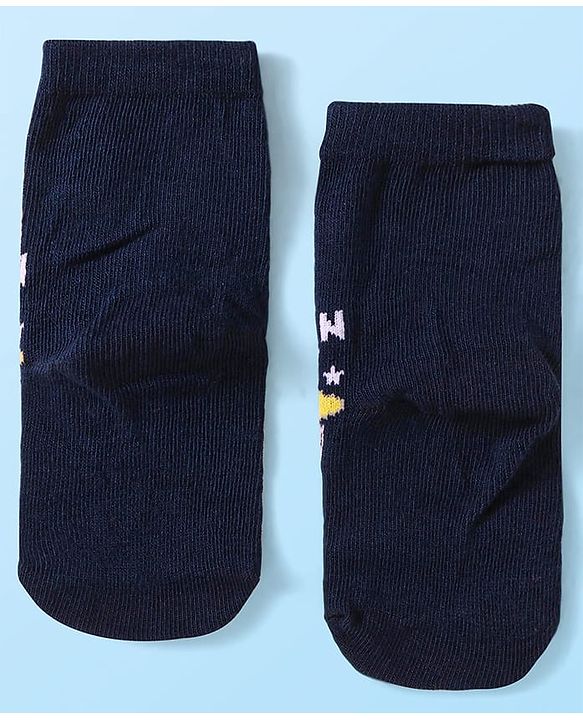 Cute Walk by Babyhug Knit Ankle Length Socks With Space Theme Design Pack of 3 - Yellow & Black