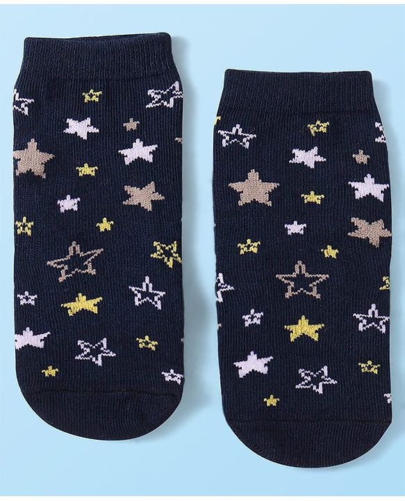 Cute Walk by Babyhug Knit Ankle Length Socks With Space Theme Design Pack of 3 - Yellow & Black