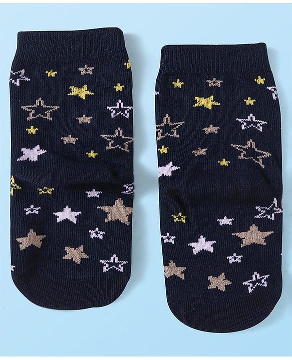 Cute Walk by Babyhug Knit Ankle Length Socks With Space Theme Design Pack of 3 - Yellow & Black
