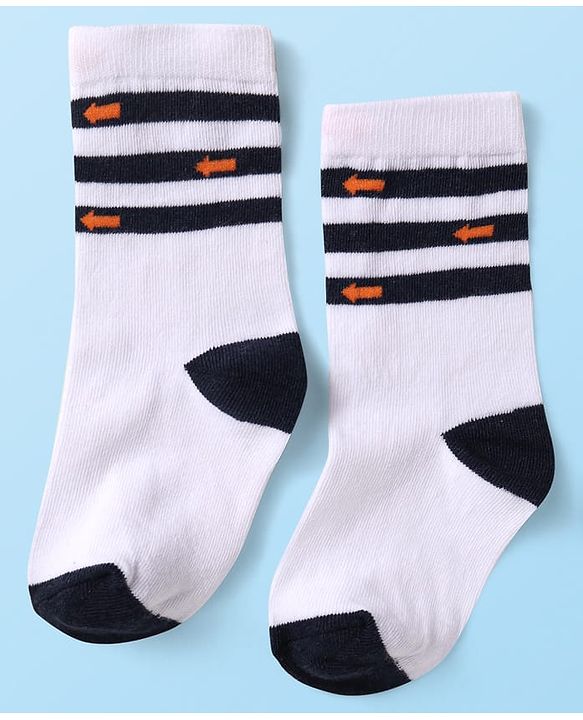 Cute Walk by Babyhug Knit Ankle Length Socks With Vehicle Design Pack of 3 - White Black & Blue