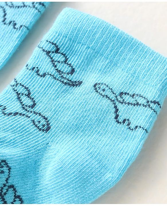 Cute Walk By Babyhug Anti-Bacterial Ankle Length Pack of 3 Socks With Dino Print - Brown & Navy Blue