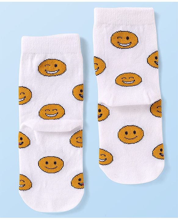 Cute Walk by Babyhug Knit Ankle Length Socks With Stripes & Text Design - Blue & White