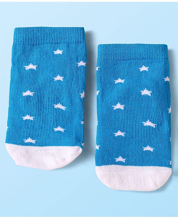 Cute Walk by Babyhug Knit Ankle Length Socks With Whale & Star Design Pack of 3 - Blue Black & Yellow