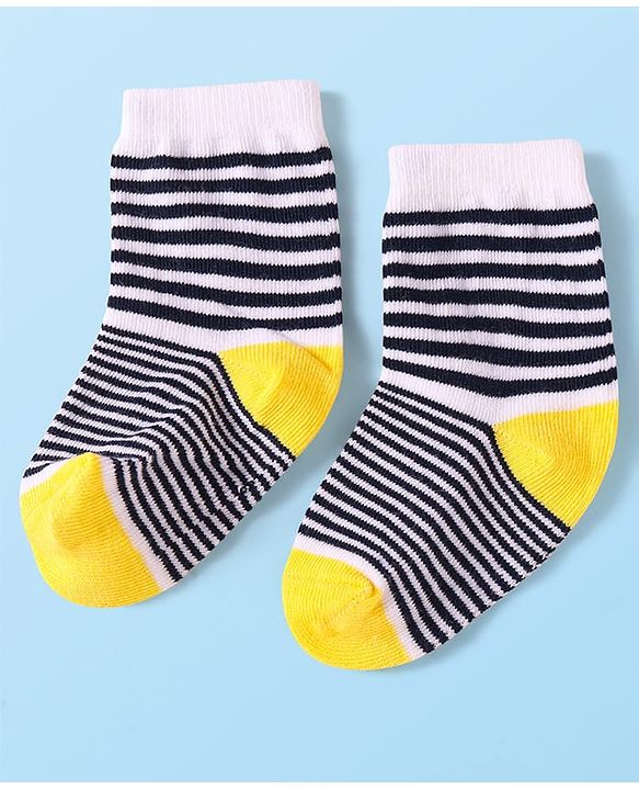 Cute Walk by Babyhug Knit Ankle Length Socks With Space Theme Design Pack of 3 - Grey Black & Yellow