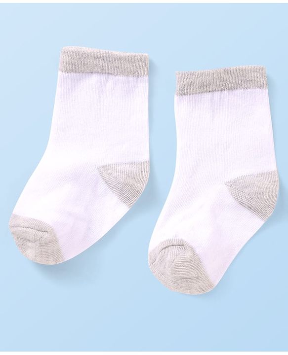 Cute Walk by Babyhug Knit Ankle Length Socks With Dino Design Pack of 3 - White & Black