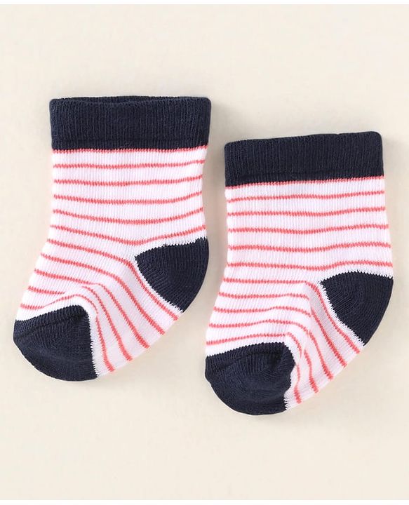 Cute Walk By Babyhug Anti-Bacterial Ankle Length Pack of 3 With Nautical Theme Print - Red & Navy Blue