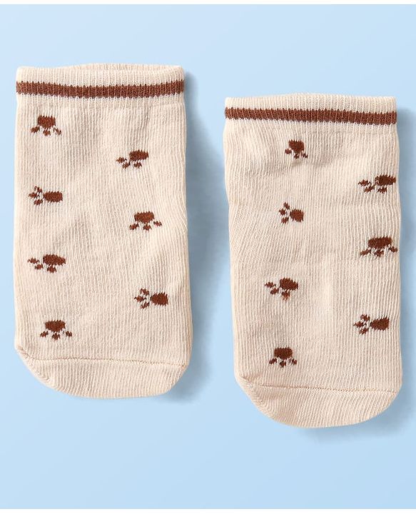Cute Walk By Babyhug Anti-Bacterial Ankle Length Pack of 3 With Bear Print - Tan & Brown