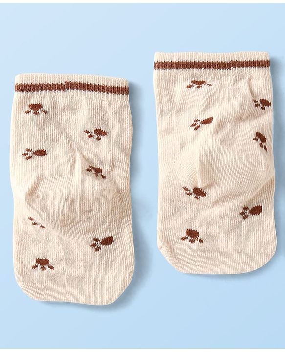 Cute Walk By Babyhug Anti-Bacterial Ankle Length Pack of 3 With Bear Print - Tan & Brown