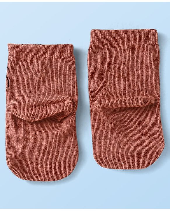 Cute Walk By Babyhug Anti-Bacterial Ankle Length Pack of 3 With Bear Print - Tan & Brown
