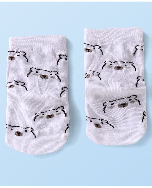 Cute Walk By Babyhug Anti-Bacterial Ankle Length Pack of 3 With Bear Print - Tan & Brown