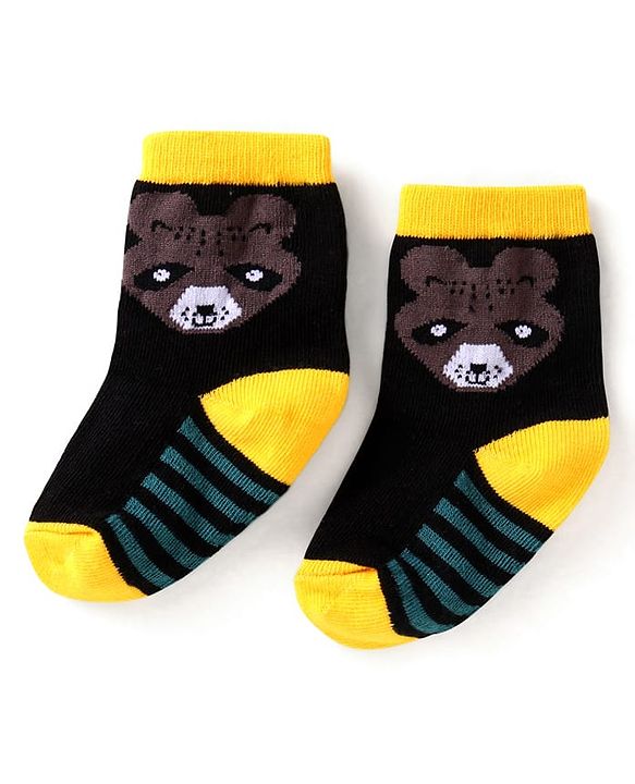 Cute Walk by Babyhug Ankle Length Antibacterial Socks with Stripes & Animal Design Pack of 3 - Teal Blue