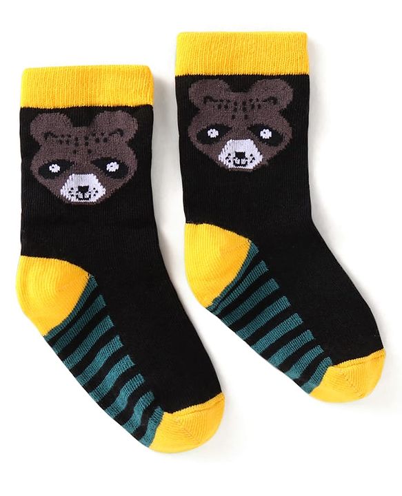 Cute Walk by Babyhug Ankle Length Antibacterial Socks with Stripes & Animal Design Pack of 3 - Teal Blue
