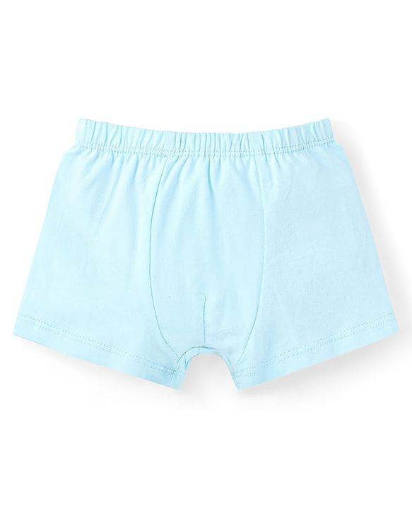Babyhug 100% Cotton Knit Solid Striped & Bear Printed  Trunks Pack of 5 - Light Blue Navy & Yellow