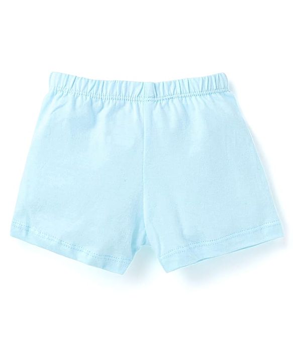 Babyhug 100% Cotton Knit Solid Striped & Bear Printed  Trunks Pack of 5 - Light Blue Navy & Yellow