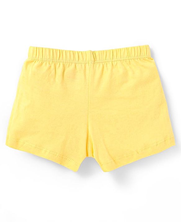 Babyhug 100% Cotton Knit Solid Striped & Bear Printed  Trunks Pack of 5 - Light Blue Navy & Yellow
