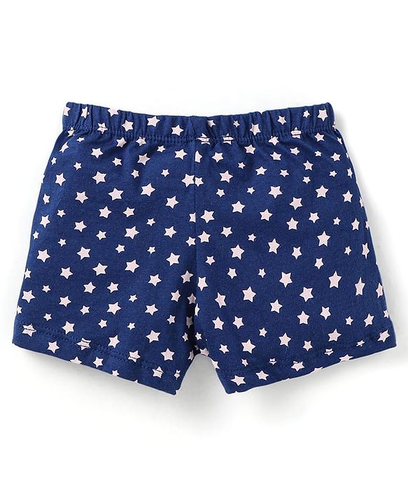 Babyhug 100% Cotton Knit Solid Striped & Bear Printed  Trunks Pack of 5 - Light Blue Navy & Yellow