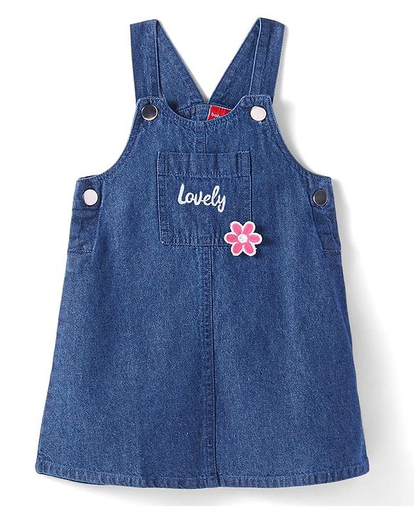 Babyhug Sleeveless Frock With Inner Tee Frocks and Dresses Female Blue age 18-24m