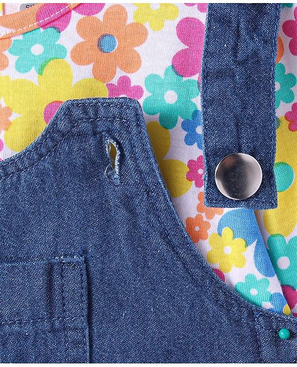 Babyhug Sleeveless Frock With Inner Tee Frocks and Dresses Female Blue age 18-24m