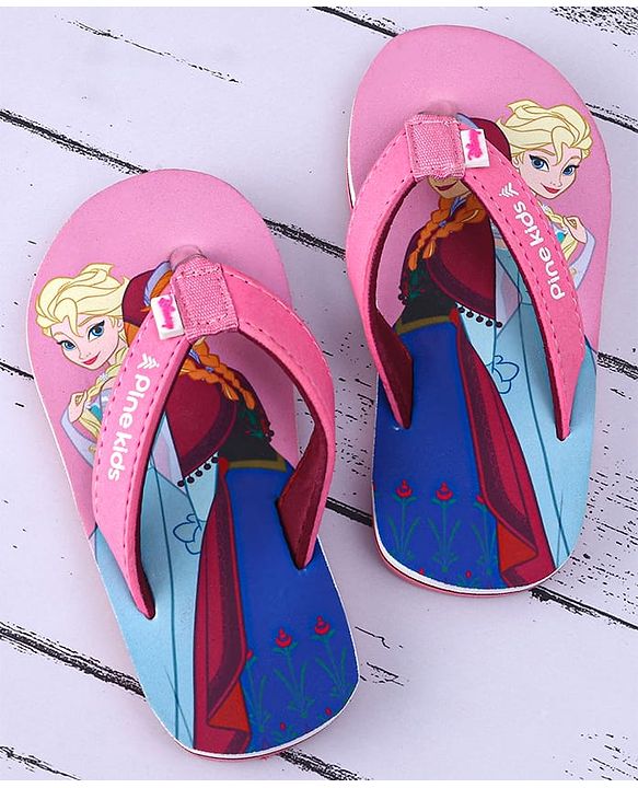 Pine Kids Disney  Slip On Flip Flops with Frozen Elsa Print - Pink