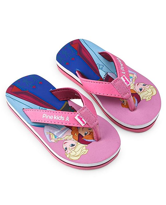 Pine Kids Disney  Slip On Flip Flops with Frozen Elsa Print - Pink