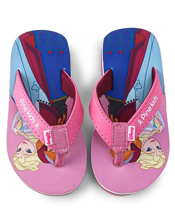 Pine Kids Disney  Slip On Flip Flops with Frozen Elsa Print - Pink