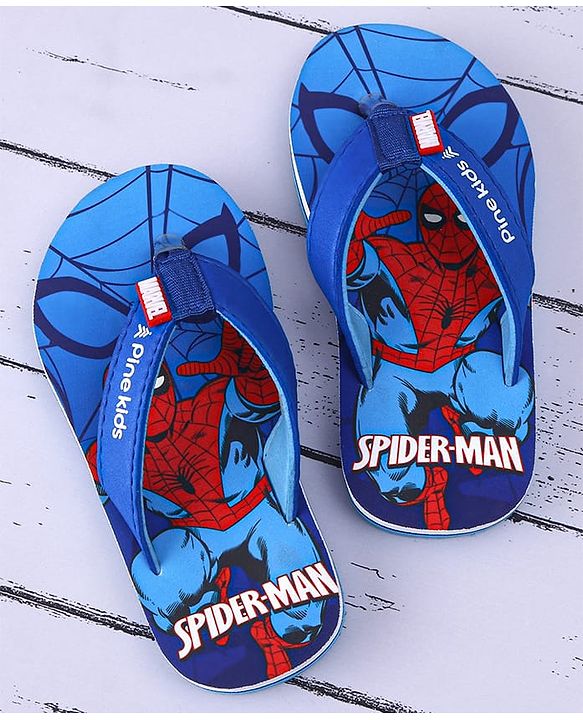 Pine Kids Marvel Slip On Flip Flops with Spider Man Print - Blue