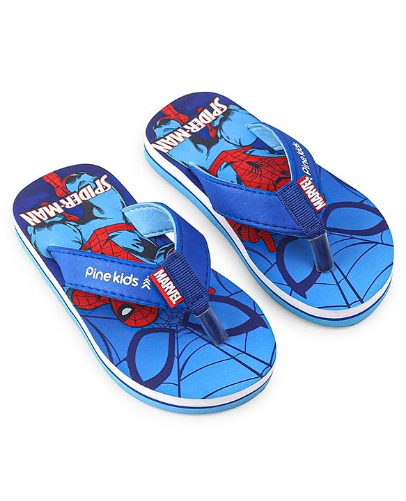 Pine Kids Marvel Slip On Flip Flops with Spider Man Print - Blue