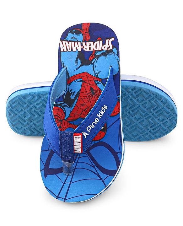 Pine Kids Marvel Slip On Flip Flops with Spider Man Print - Blue