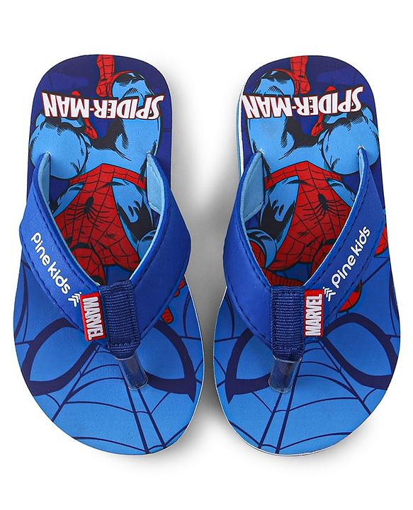 Pine Kids Marvel Slip On Flip Flops with Spider Man Print - Blue
