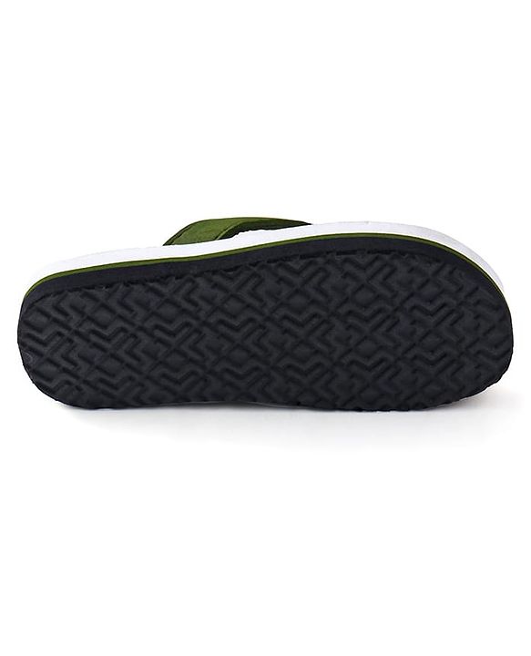 Pine Kids Slip On Flip Flops with Dino Print - Olive Green