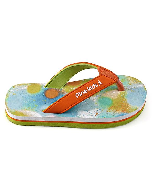 Pine Kids Slip On Printed Flip Flops - Orange & Light Blue