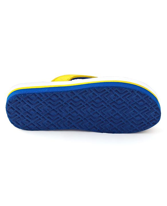 Pine Kids Slip On Flip Flops with Text & Game Controller  Print - Blue & Yellow