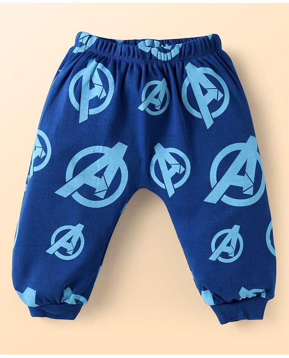 Babyhug Marvel Interlock Knit Full Length Diaper Leggings with Avengers Print Pack of 3 - Red Navy Blue & White