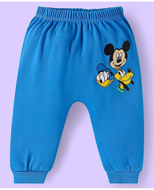 Babyhug Disney Interlock Knit Diaper Leggings with Mickey Mouse  Graphics Pack of 3 - Blue Red & Yellow