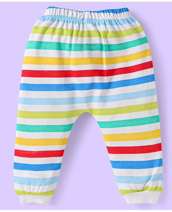 Babyhug Disney Interlock Knit Diaper Leggings with Mickey Mouse  Graphics Pack of 3 - Blue Red & Yellow