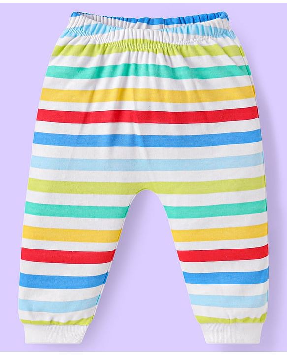 Babyhug Disney Interlock Knit Diaper Leggings with Mickey Mouse  Graphics Pack of 3 - Blue Red & Yellow