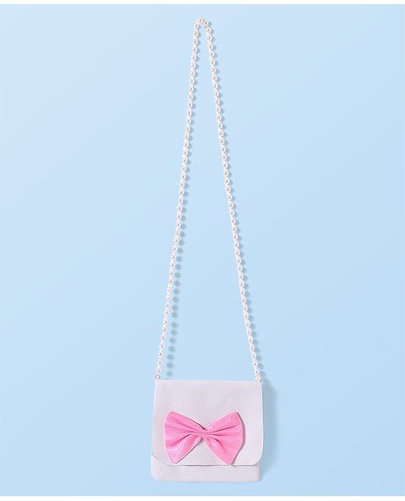 Babyhug Cotton Woven Full Sleeves Checkered Frock with Sling Bag & Bow Applique - Pink