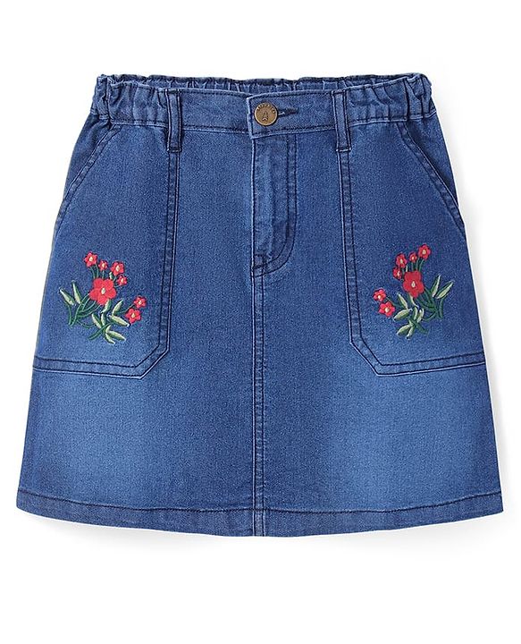 Pine Kids Washed Above Knee Length Denim Skirt - Navy Blue