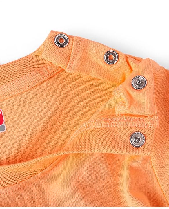 Babyhug Cotton Knit Full Sleeves Night Suit with Checkered & Bear Print - Orange