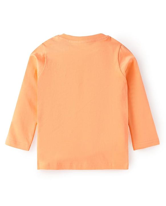 Babyhug Cotton Knit Full Sleeves Night Suit with Checkered & Bear Print - Orange