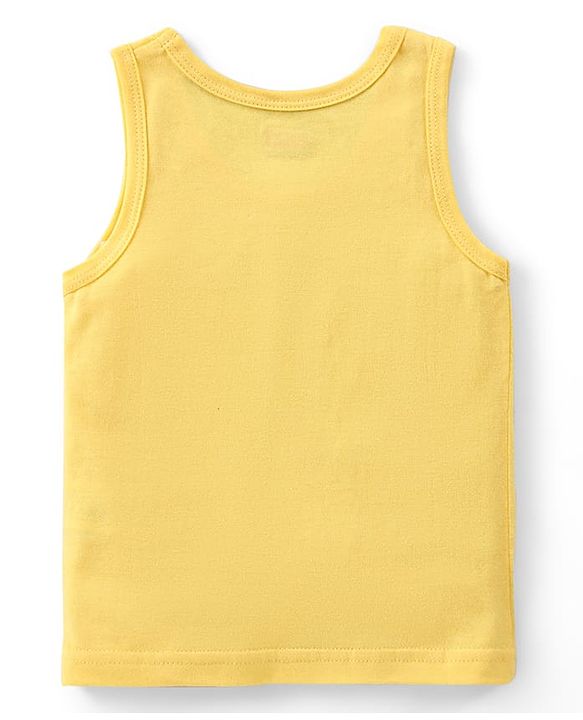 Babyhug 100% Cotton Sleeveless Sandos With Teddy Bear & Star Print Pack Of 5 - Blue & Yellow