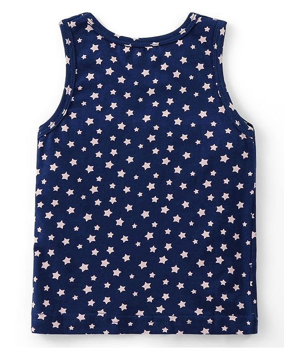 Babyhug 100% Cotton Sleeveless Sandos With Teddy Bear & Star Print Pack Of 5 - Blue & Yellow