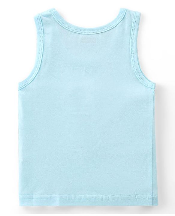 Babyhug 100% Cotton Sleeveless Sandos With Teddy Bear & Star Print Pack Of 5 - Blue & Yellow