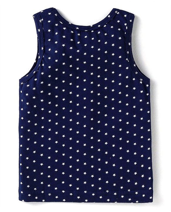 Babyhug 100% Cotton Knit Sleeveless Sando with Stripes Panda & Star Print Pack of 5 - Blue Green & Yellow