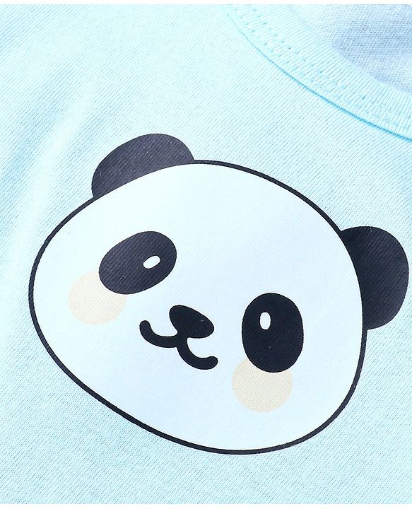 Babyhug 100% Cotton Knit Sleeveless Sando with Stripes Panda & Star Print Pack of 5 - Blue Green & Yellow