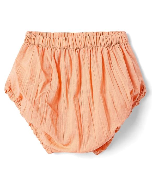 Babyhg Cotton Knit Frill Sleeves Frock With Bloomer & Head Band with Cut out Detailing - Orange