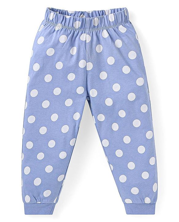Babyhug Disney Single Jersey Knit Full Sleeves Night Suit With Olaf Graphics - Royal Blue
